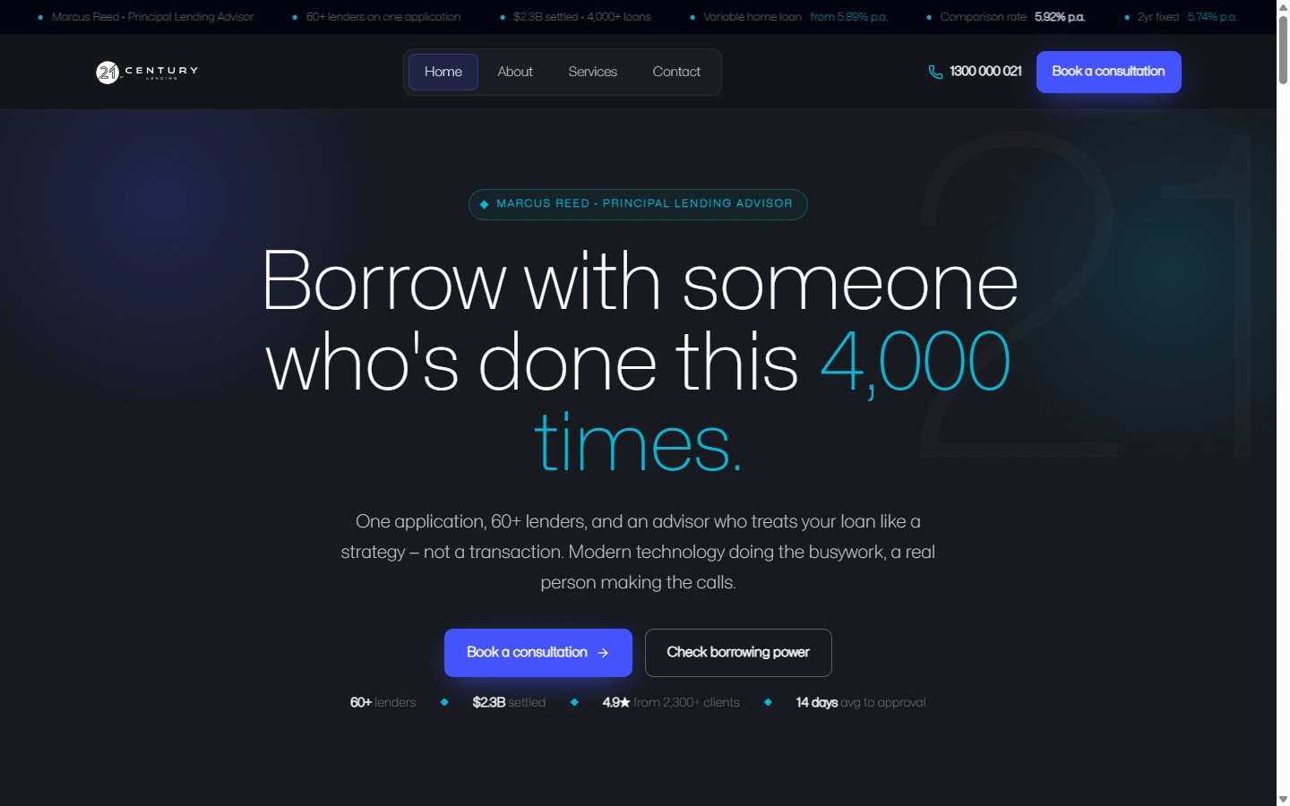 Loan Officer dark template preview